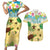 Aloha Turtle Family on The Beach Couples Matching Short Sleeve Bodycon Dress and Hawaiian Shirt with Hawaiian Colorful Plumeria