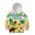 Aloha Turtle Family on The Beach Kid Hoodie with Hawaiian Colorful Plumeria