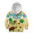 Aloha Turtle Family on The Beach Kid Hoodie with Hawaiian Colorful Plumeria