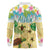 Aloha Turtle Family on The Beach Long Sleeve Polo Shirt with Hawaiian Colorful Plumeria