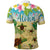 Aloha Turtle Family on The Beach Polo Shirt with Hawaiian Colorful Plumeria