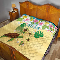 Aloha Turtle Family on The Beach Quilt with Hawaiian Colorful Plumeria LT03 - Polynesian Pride