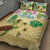 Aloha Turtle Family on The Beach Quilt Bed Set with Hawaiian Colorful Plumeria