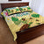 Aloha Turtle Family on The Beach Quilt Bed Set with Hawaiian Colorful Plumeria