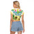 Aloha Turtle Family on The Beach Raglan Cropped T Shirt with Hawaiian Colorful Plumeria