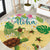 Aloha Turtle Family on The Beach Round Carpet with Hawaiian Colorful Plumeria