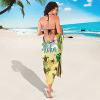 Aloha Turtle Family on The Beach Sarong with Hawaiian Colorful Plumeria LT03 - Polynesian Pride