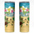 Hawaii Aloha Turtle Family on The Beach with Colorful Tropical Flowers Skinny Tumbler