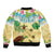 Aloha Turtle Family on The Beach Sleeve Zip Bomber Jacket with Hawaiian Colorful Plumeria