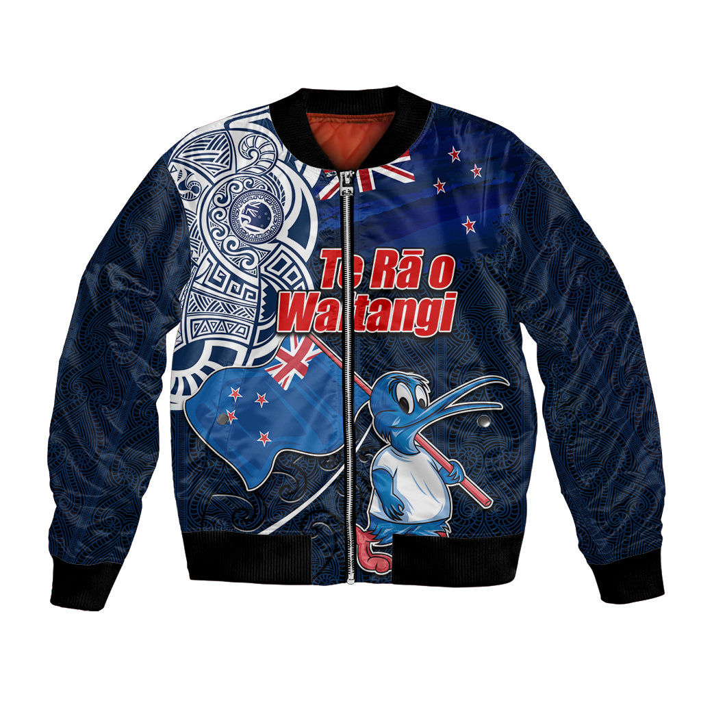 New Zealand Waitangi Bomber Jacket Te Ra O Waitangi Maori Kiwis Bird LT03 Unisex Blue - Polynesian Pride