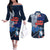 New Zealand Waitangi Couples Matching Off The Shoulder Long Sleeve Dress and Hawaiian Shirt Te Ra O Waitangi Maori Kiwis Bird LT03 Blue - Polynesian Pride