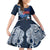 New Zealand Waitangi Family Matching Off Shoulder Short Dress and Hawaiian Shirt Te Ra O Waitangi Maori Kiwis Bird LT03 Daughter's Dress Blue - Polynesian Pride