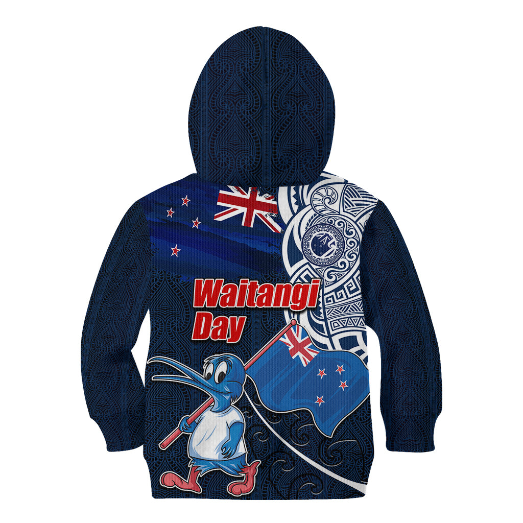New Zealand Waitangi Kid Hoodie Te Ra O Waitangi Maori Kiwis Bird LT03 - Polynesian Pride