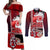 Maori Waitangi Couples Matching Off Shoulder Maxi Dress and Long Sleeve Button Shirt Hei-tiki Koru with Tino Rangatiratanga Maori Flag LT03 Red - Polynesian Pride