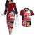 Maori Waitangi Couples Matching Off The Shoulder Long Sleeve Dress and Hawaiian Shirt Hei-tiki Koru with Tino Rangatiratanga Maori Flag LT03 Red - Polynesian Pride