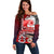 Maori Waitangi Off Shoulder Sweater Hei-tiki Koru with Tino Rangatiratanga Maori Flag LT03 Women Red - Polynesian Pride