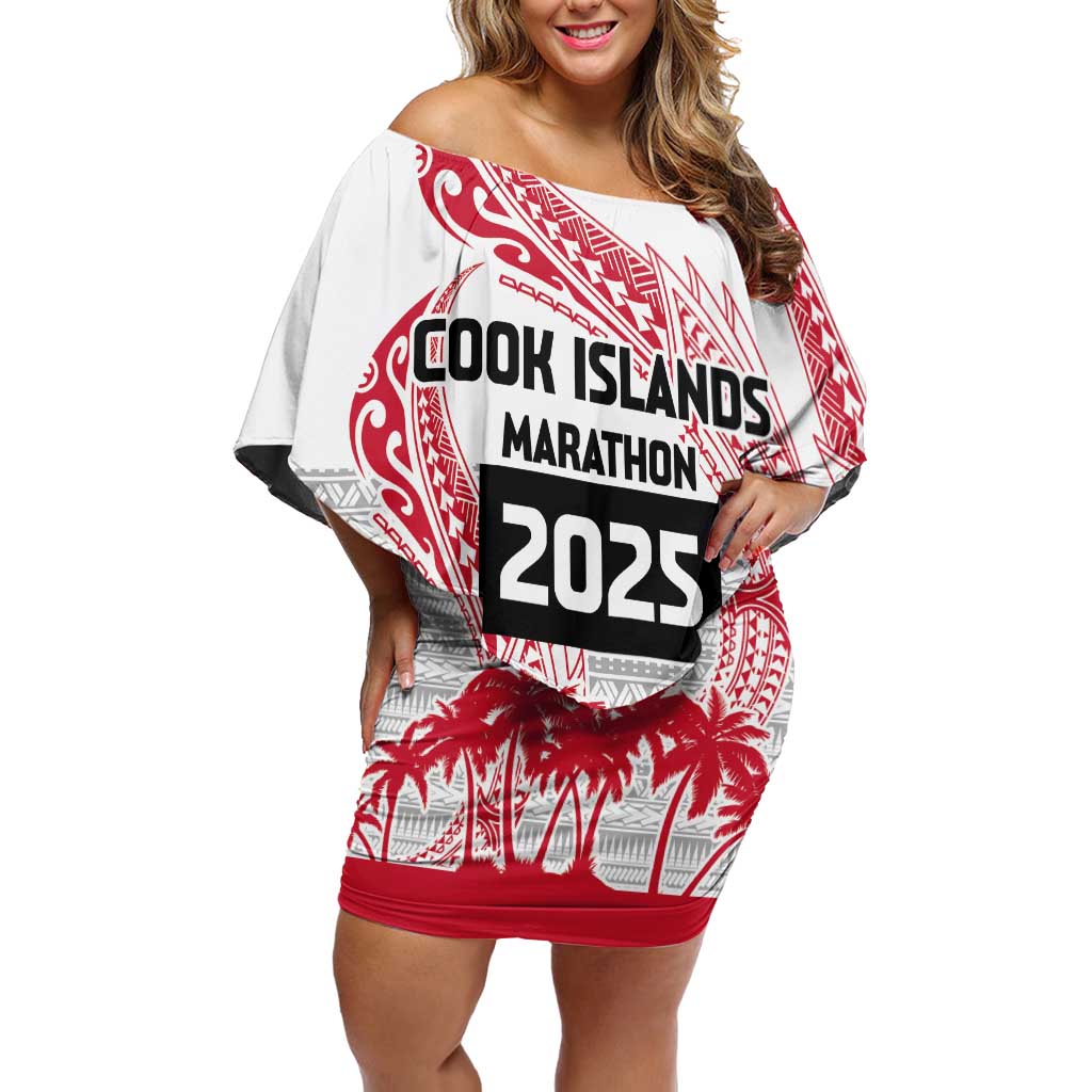 Cook Islands Marathon 2025-Pursuit in Paradise Off Shoulder Short Dress Red Color