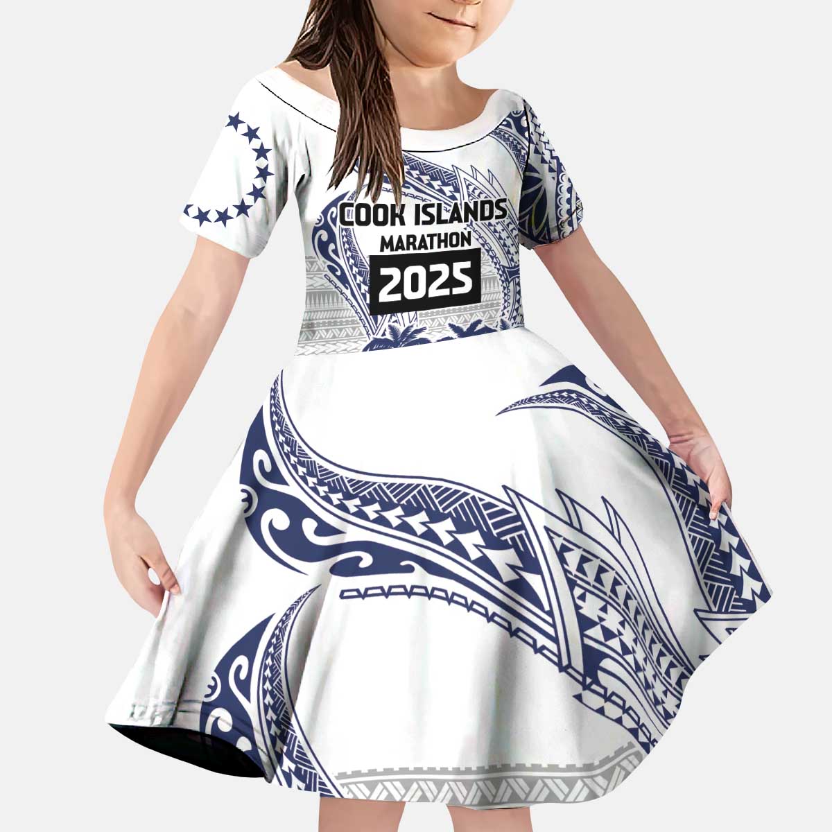 Cook Islands Marathon 2025-Pursuit in Paradise Kid Short Sleeve Dress Blue Color LT03 KID Blue - Polynesian Pride