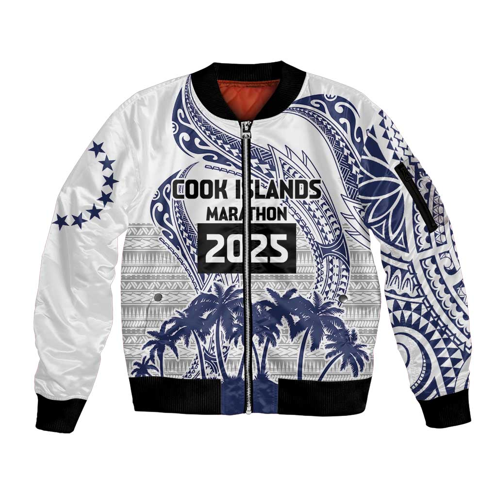 Cook Islands Marathon 2025-Pursuit in Paradise Sleeve Zip Bomber Jacket Blue Color LT03 Unisex Blue - Polynesian Pride
