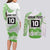 Cook Islands Marathon 2025-Pursuit in Paradise Couples Matching Long Sleeve Bodycon Dress and Long Sleeve Button Shirt Green Color