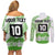 Cook Islands Marathon 2025-Pursuit in Paradise Couples Matching Off Shoulder Short Dress and Long Sleeve Button Shirt Green Color