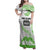 Cook Islands Marathon 2025-Pursuit in Paradise Family Matching Off Shoulder Maxi Dress and Hawaiian Shirt Green Color