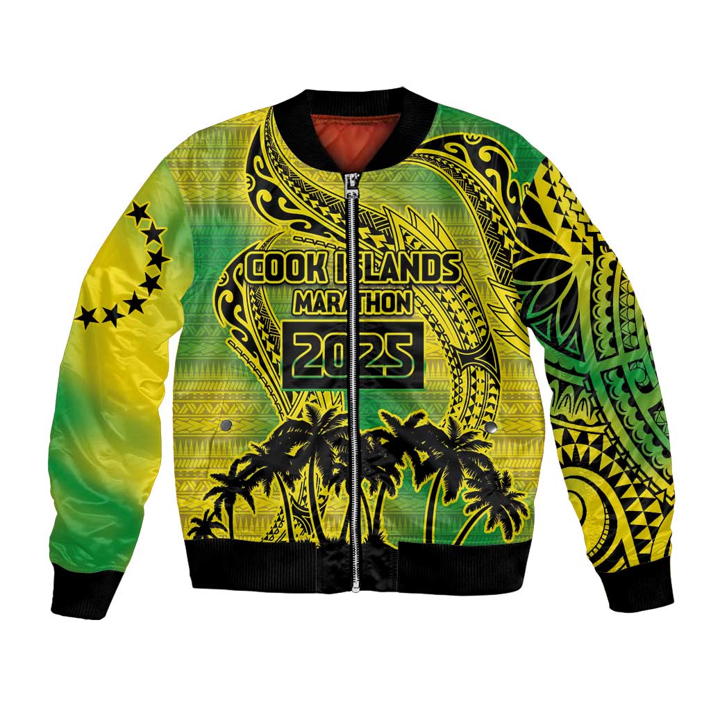 Cook Islands Marathon 2025-Pursuit in Paradise Bomber Jacket Special Edition LT03 Unisex Yellow-Green - Polynesian Pride