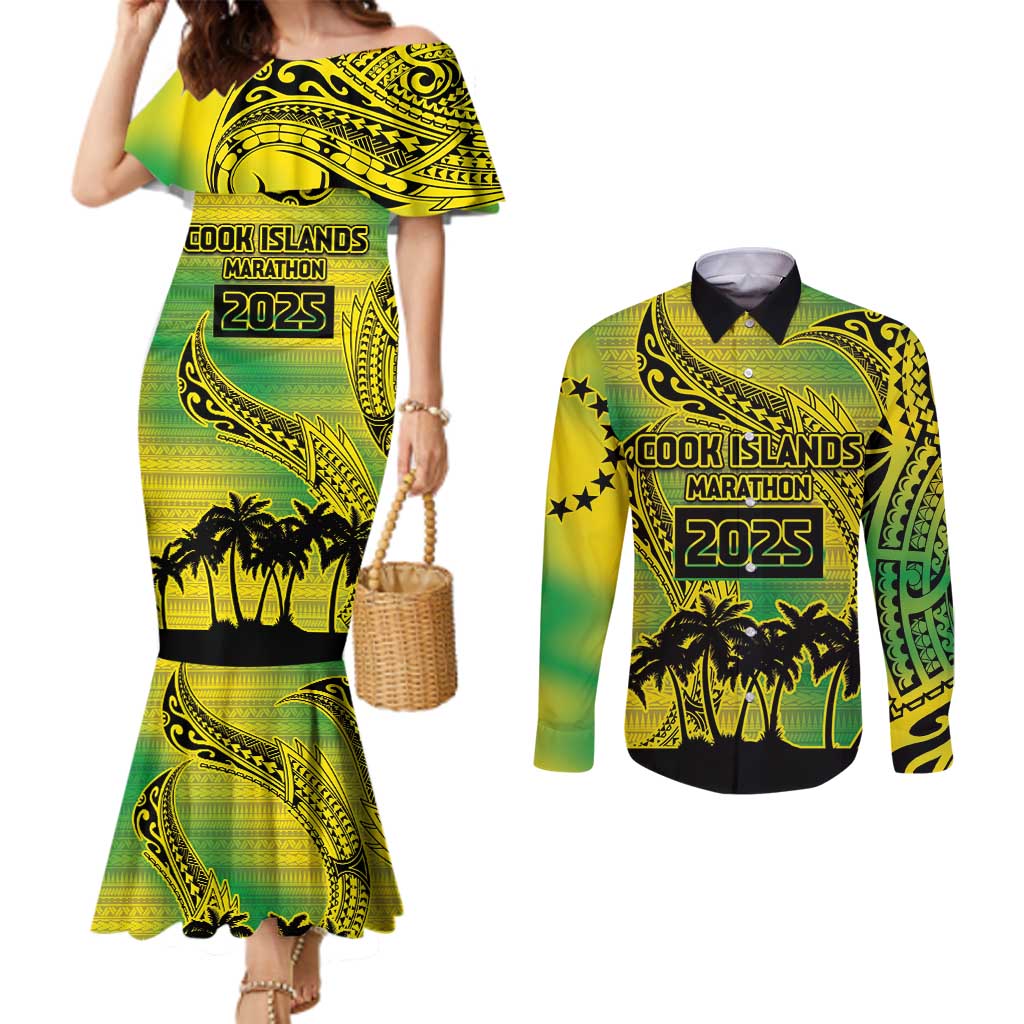 Cook Islands Marathon 2025-Pursuit in Paradise Couples Matching Mermaid Dress and Long Sleeve Button Shirt Special Edition