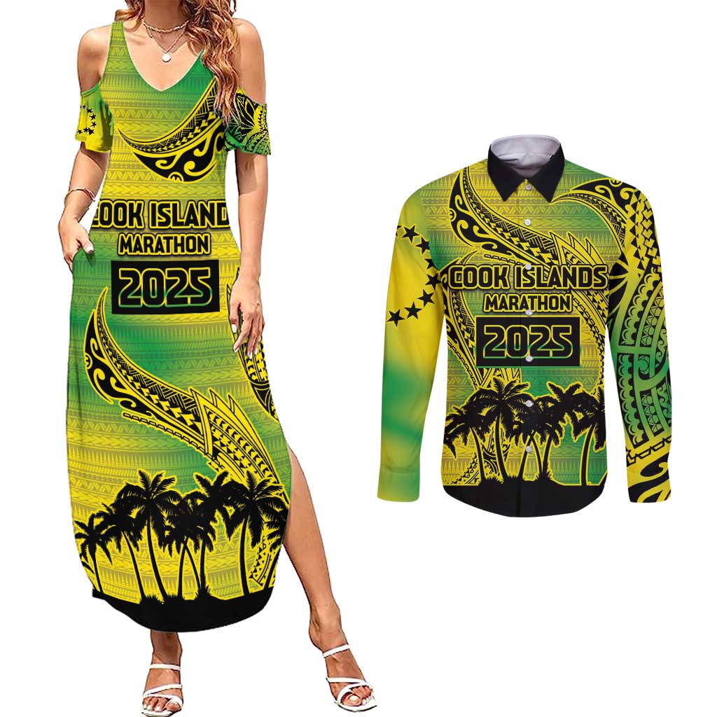 Cook Islands Marathon 2025-Pursuit in Paradise Couples Matching Summer Maxi Dress and Long Sleeve Button Shirt Special Edition