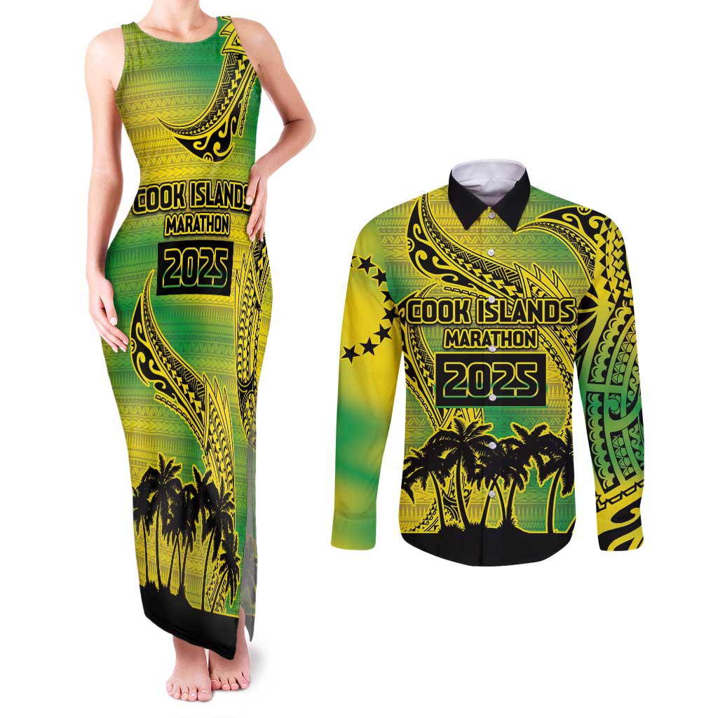 Cook Islands Marathon 2025-Pursuit in Paradise Couples Matching Tank Maxi Dress and Long Sleeve Button Shirt Special Edition