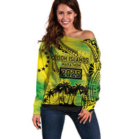 Cook Islands Marathon 2025-Pursuit in Paradise Off Shoulder Sweater Special Edition LT03 Women Yellow-Green - Polynesian Pride