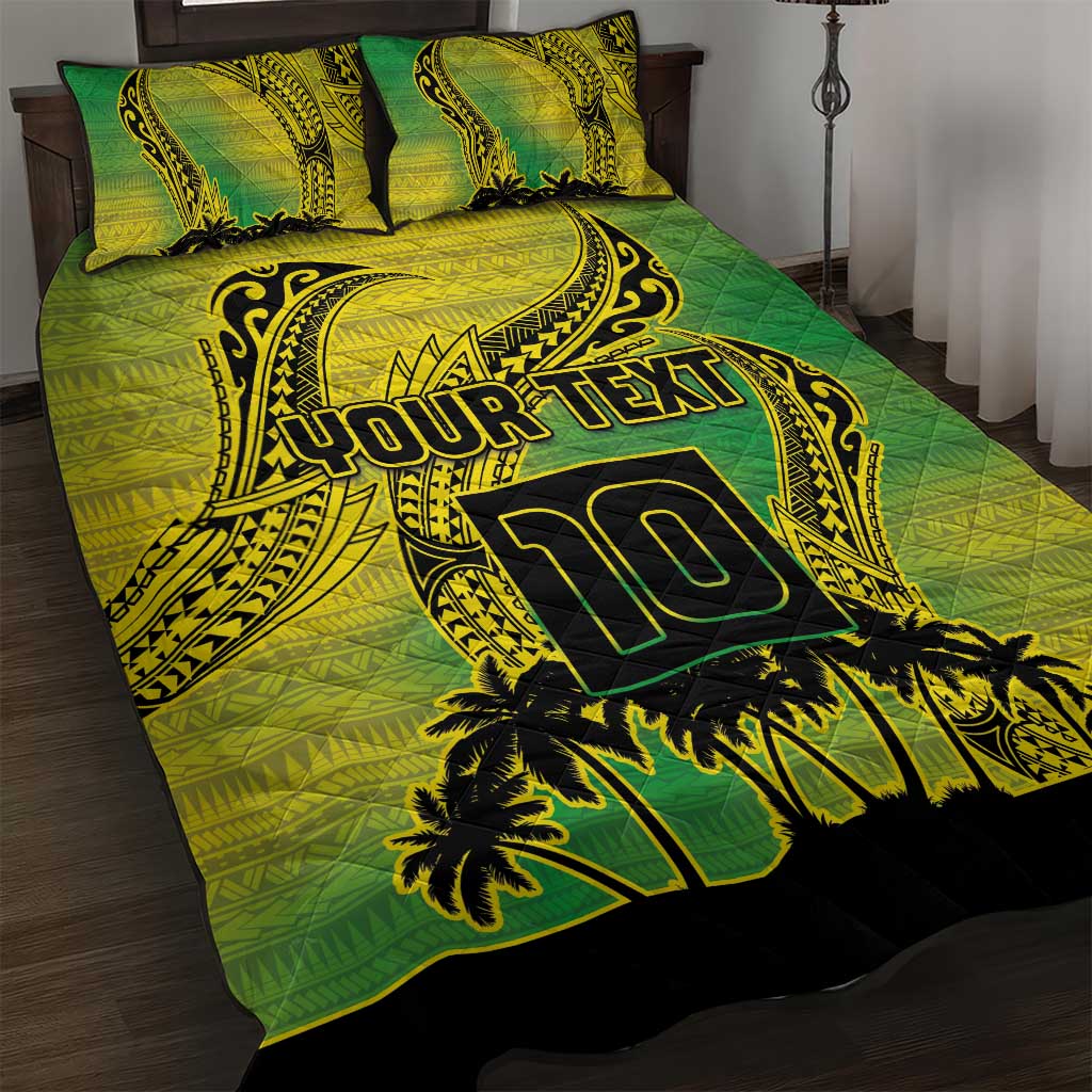 Cook Islands Marathon 2025-Pursuit in Paradise Quilt Bed Set Special Edition LT03 Yellow-Green - Polynesian Pride