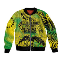Cook Islands Marathon 2025-Pursuit in Paradise Sleeve Zip Bomber Jacket Special Edition LT03 Unisex Yellow-Green - Polynesian Pride