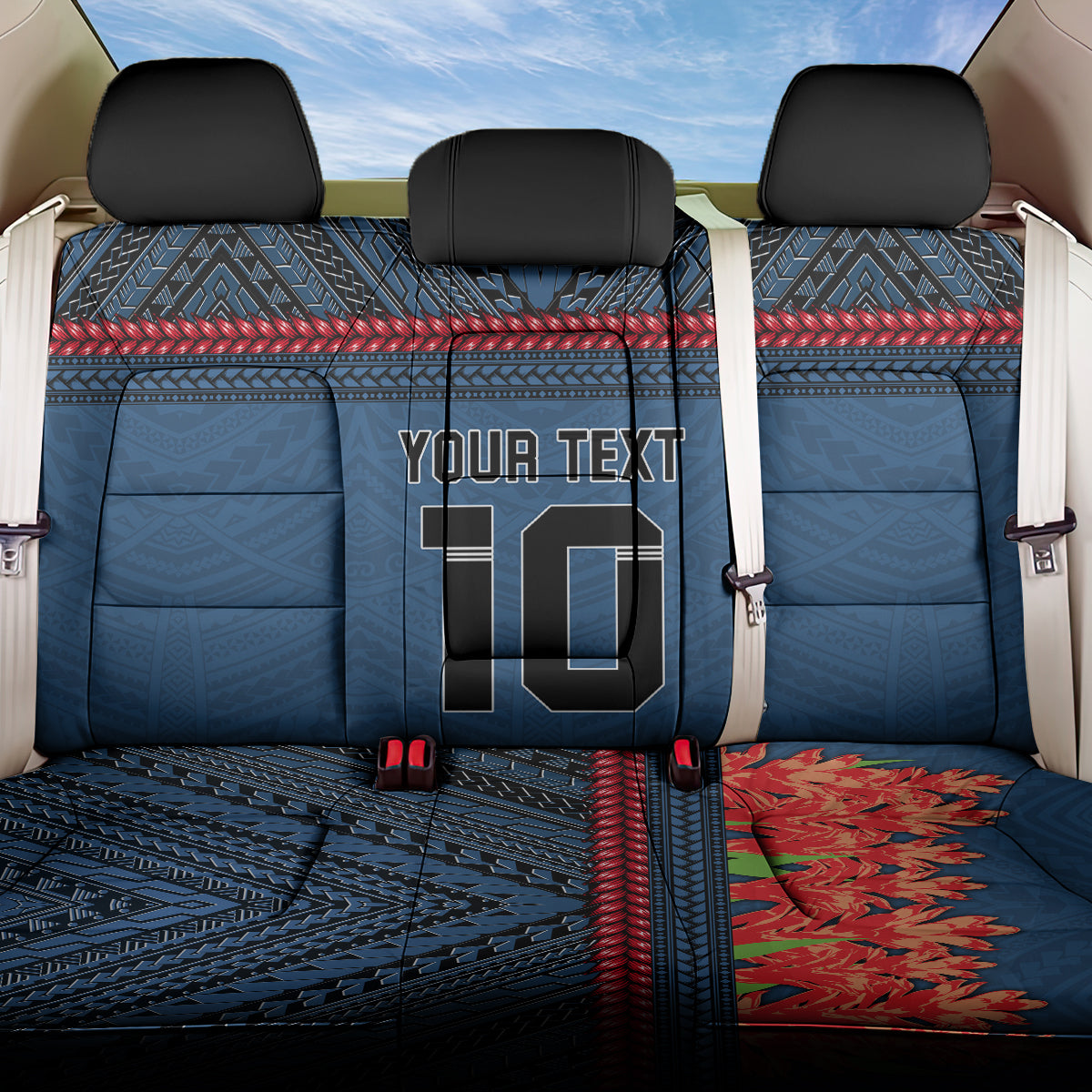 Custom Toa Samoa Rugby Back Car Seat Cover Samoan Warrior Ula Fala Tribal Pattern LT03 One Size Blue - Polynesian Pride