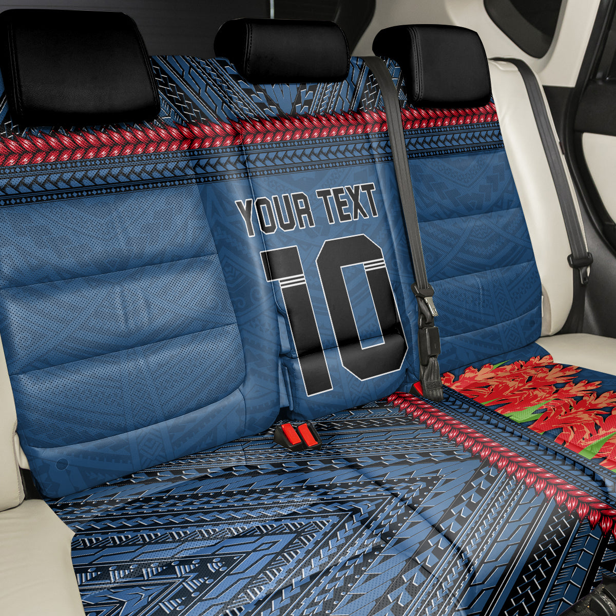 Custom Toa Samoa Rugby Back Car Seat Cover Samoan Warrior Ula Fala Tribal Pattern LT03 - Polynesian Pride