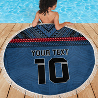 Custom Toa Samoa Rugby Beach Blanket Samoan Warrior Ula Fala Tribal Pattern LT03 - Polynesian Pride