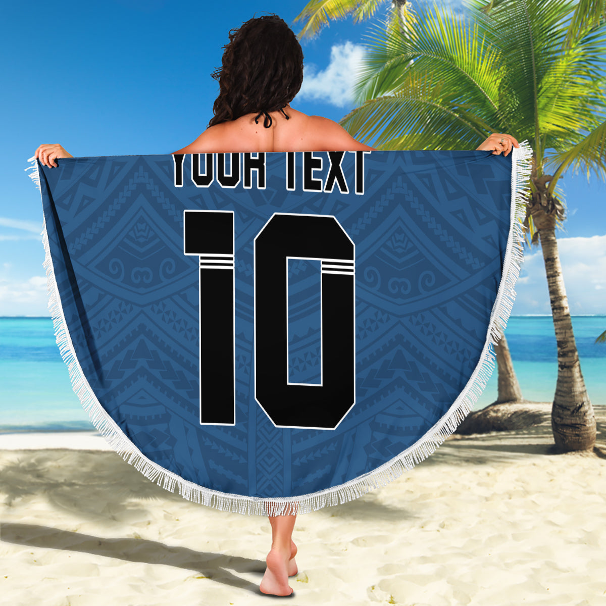 Custom Toa Samoa Rugby Beach Blanket Samoan Warrior Ula Fala Tribal Pattern LT03 - Polynesian Pride