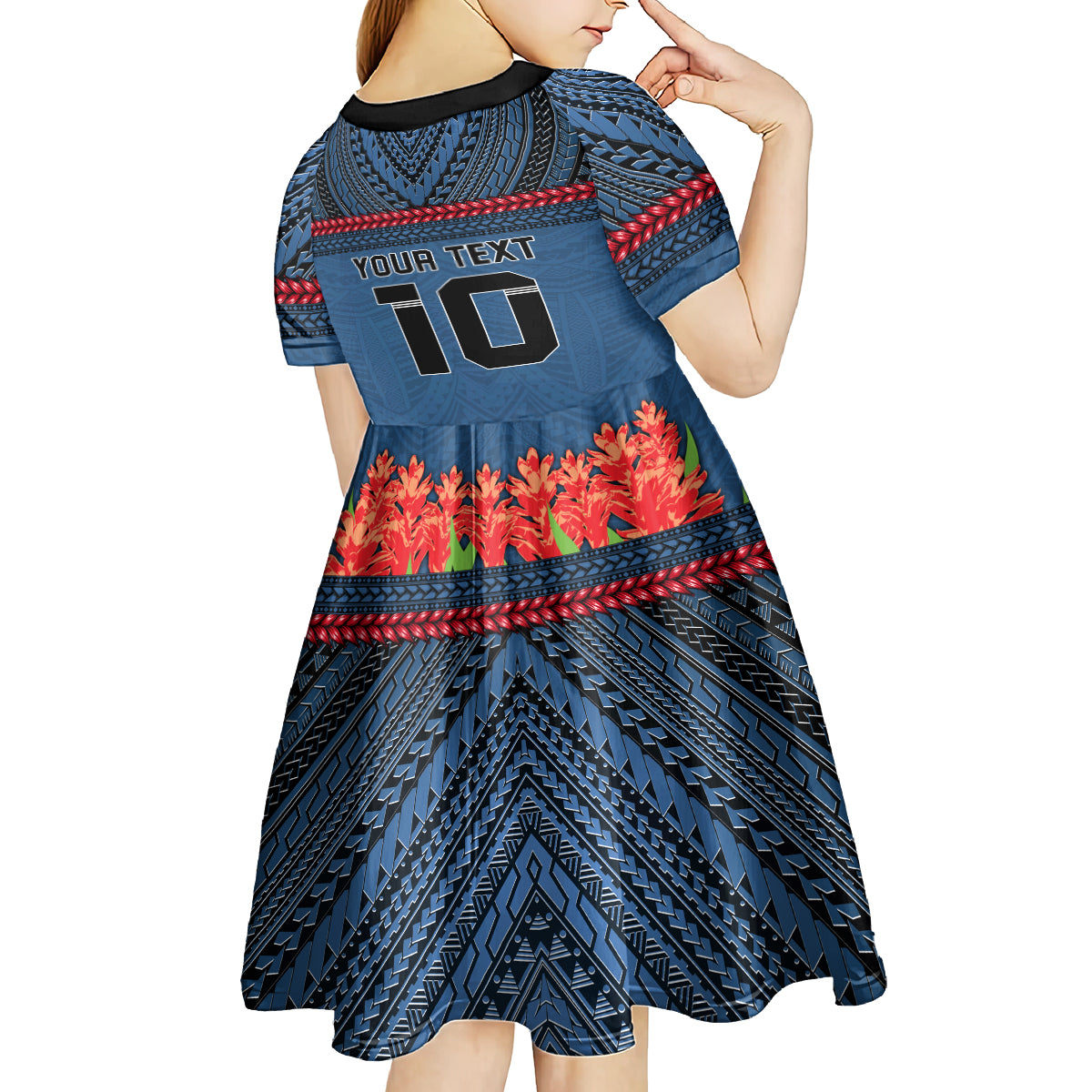 Custom Toa Samoa Rugby Kid Short Sleeve Dress Samoan Warrior Ula Fala Tribal Pattern LT03 - Polynesian Pride