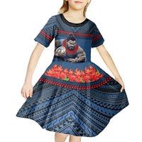 Custom Toa Samoa Rugby Kid Short Sleeve Dress Samoan Warrior Ula Fala Tribal Pattern LT03 - Polynesian Pride