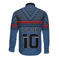 Custom Toa Samoa Rugby Long Sleeve Button Shirt Samoan Warrior Ula Fala Tribal Pattern LT03 - Polynesian Pride