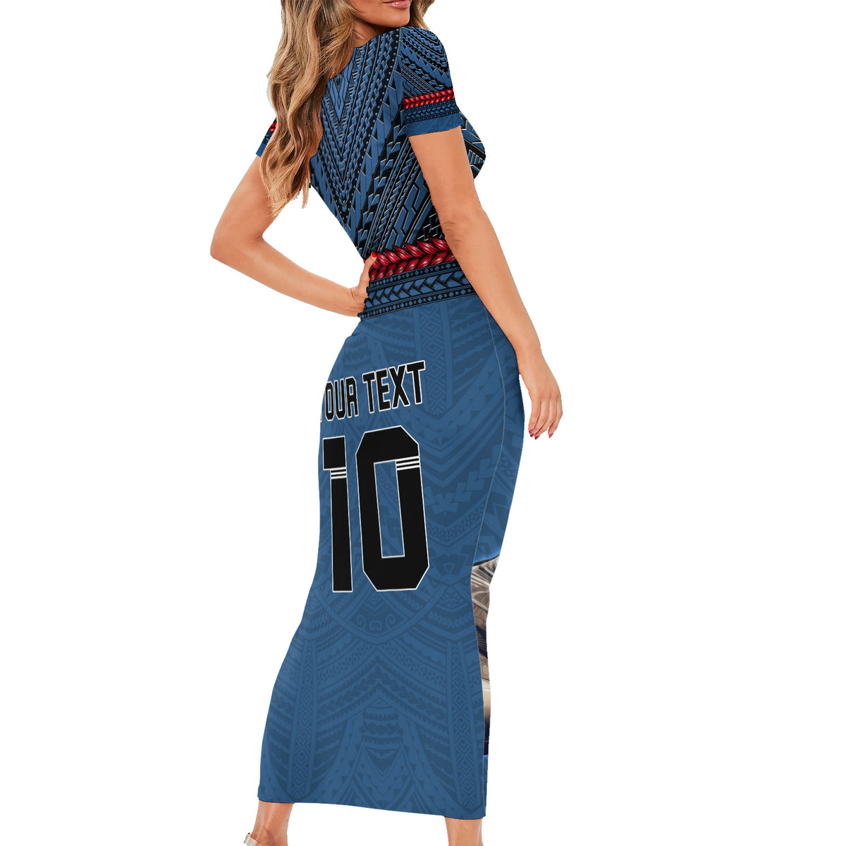 Custom Toa Samoa Rugby Short Sleeve Bodycon Dress Samoan Warrior Ula Fala Tribal Pattern LT03 - Polynesian Pride