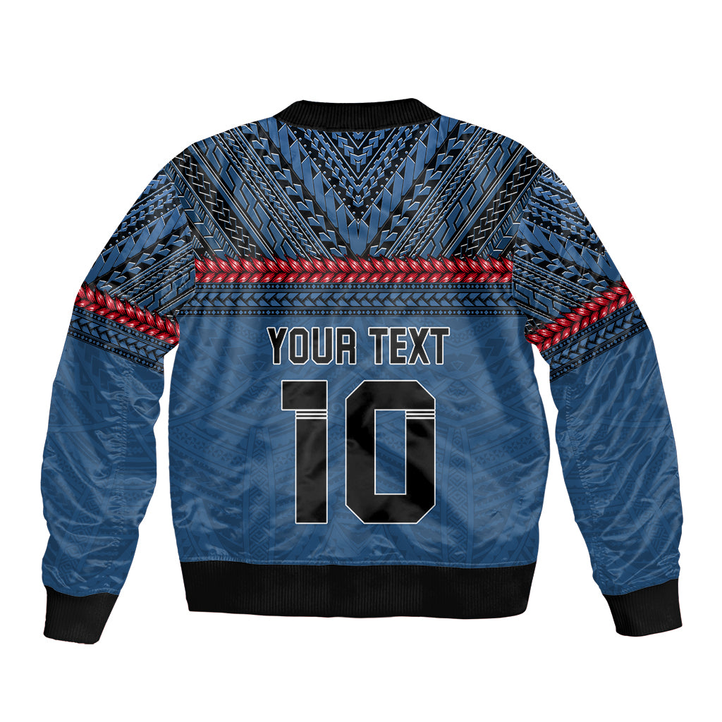 Custom Toa Samoa Rugby Sleeve Zip Bomber Jacket Samoan Warrior Ula Fala Tribal Pattern LT03 - Polynesian Pride