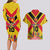 Custom Papua New Guinea Rugby Couples Matching Long Sleeve Bodycon Dress and Hawaiian Shirt Bird of Paradise and Hibiscus Polynesian Pattern Yellow Color LT03