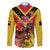 Custom Papua New Guinea Rugby Family Matching Long Sleeve Bodycon Dress and Hawaiian Shirt Bird of Paradise and Hibiscus Polynesian Pattern Yellow Color LT03