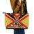 Custom Papua New Guinea Rugby Leather Tote Bag Bird of Paradise and Hibiscus Polynesian Pattern Yellow Color