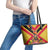 Custom Papua New Guinea Rugby Leather Tote Bag Bird of Paradise and Hibiscus Polynesian Pattern Yellow Color