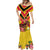 Custom Papua New Guinea Rugby Mermaid Dress Bird of Paradise and Hibiscus Polynesian Pattern Yellow Color LT03