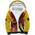 Custom Papua New Guinea Rugby Sherpa Hoodie Bird of Paradise and Hibiscus Polynesian Pattern Yellow Color LT03