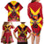 Custom Papua New Guinea Rugby Family Matching Long Sleeve Bodycon Dress and Hawaiian Shirt Bird of Paradise and Hibiscus Polynesian Pattern Red Color LT03