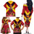 Custom Papua New Guinea Rugby Family Matching Off The Shoulder Long Sleeve Dress and Hawaiian Shirt Bird of Paradise and Hibiscus Polynesian Pattern Red Color LT03